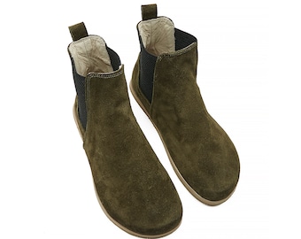 Women's Leather Chelsea Boots: Barefoot Wide Toe, Zero Drop