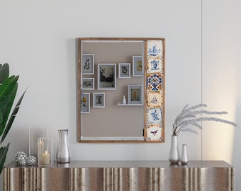 Handmade Stone Tile Mirror: Bohemian Wall Decor