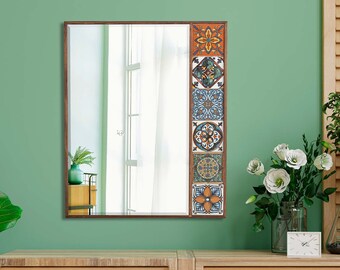 Handmade Tile Mirror: Bohemian Home Decor, Ceramic Wall Hanging