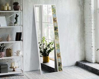 手作りの全身鏡：松材フレーム、トルコタイルセラミック - Etsy 日本