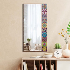 Everet Decorative Handmade Mirror, Tile Mirror, Home Decor Mirror, Bohemian Mirror, Stone Mirror, Wall Hanging Mirror