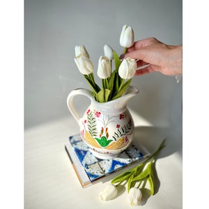 Turkish Unique Ceramic Vase - Handcrafted Home Decor Pottery Lace Vase - Boho Decorative Vase - Table Top Decor - Interior Design