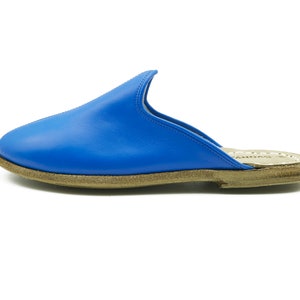 Blue Slippers, Handmade Yemeni Slippers, Leather Yemeni Shoes, Handmade Slip On, Handmade Flat Shoe, Anatolian Shoes