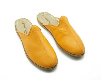Handmade Leather Yemeni Slippers: Mustard Anatolian Slip-Ons