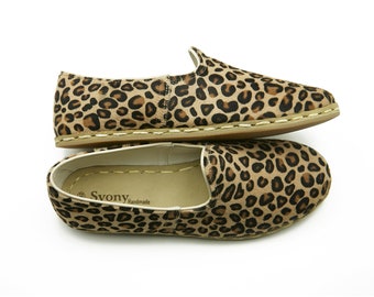 Leopard Leather Yemeni Shoes: Handmade Daily Flats