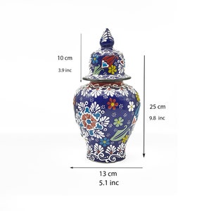 Handmade Turkish Ceramic Vase, Decorative Blue Ceramic Craft , Table Top Floral Vase, Decorative Home Decor Vase