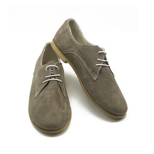 Women Gray Color Shoes - Ladies Lace Up Shoes - Gift For Women - Leather Oxford Suede Shoes - Daily Shoes
