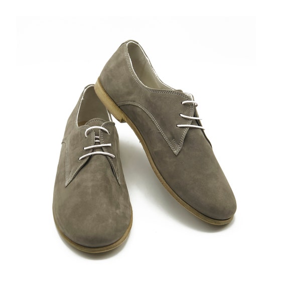 womens grey suede dress shoes Grey Suede Leather Toecap Oxford Shoes for Women – The Royale Peacock main image 1