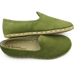 Green Leather Men Shoes - Turkish Shoes - Custom Shoes - Handmade Shoes - Vintage Shoes - Men Dress Shoes
