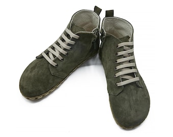 Men’s Barefoot Leather Boots, Zero Drop Minimalist Shoes, Wide Toe Box Boots, Handmade Turkish Boots, Casual Ankle Boots