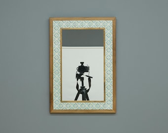 Bohemian Tile Mirror: Turkish Travertine Stone, Wall Hanging Decor