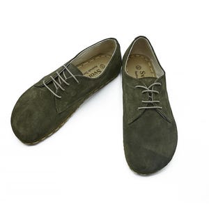 Men&#39;s Handmade Barefoot Oxford Tie Shoes - Zero Drop Yemeni Sole Classic Shoes - Minimalist Organic Grounding Shoes