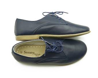 Blue Leather Yemeni Shoes: Handmade Turkish Style