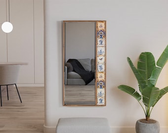 Handmade Stone Tile Mirror: Bohemian Wall Decor