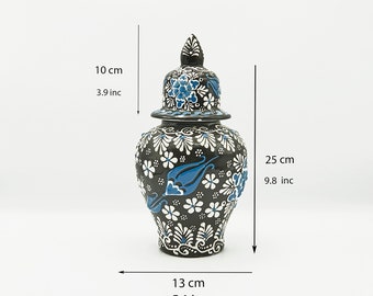 Handgemachte türkische Keramik Deckeldose: Floral Home Decor Vase (10 Zoll)