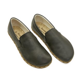 Men's Handmade Barefoot Yemeni Shoes - Zero Drop Leather Sole Slip Ons - Minimalist Organic Grounding Slip On Comfy Shoes