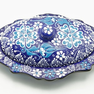 Ceramic Sugar Bowl  - Blue Handcrafted Sugar Basin - Kitchen Decor Serving Bowl  - Turkish Decorative Sugar Bowl - Wedding Gift