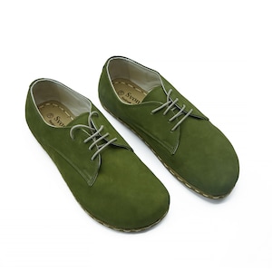 Men&#39;s Handmade Barefoot Oxford Tie Shoes - Zero Drop Yemeni Sole Classic Shoes - Minimalist Organic Grounding Shoes