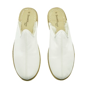 Shearling Women White Color Slipper, Handmade Leather Women Slipper, Gift for Women, Warm Slipper, House Slipper, Bride Slippers