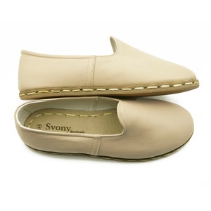 Men Leather Loafers - Beige Turkish Shoes - Travel Shoes - Yemeni Shoes - Father&#39;s Day Gift - Valentines Day Gift