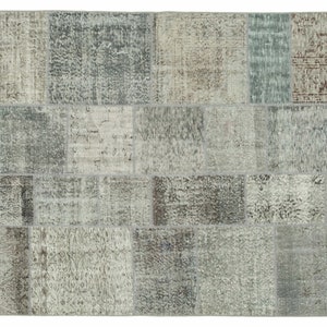 6x8 Gray Turkish Rug, Handmade Turkish Patchwork Rug, Anatolian Area Rug, Oushak Rug, Decorative Rug