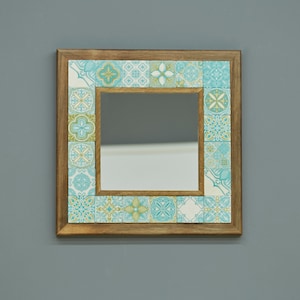 Francis Decorative Handmade Mirror, Tile Mirror, Home Decor Mirror, Bohemian Mirror, Stone Mirror, Wall Hanging Mirror