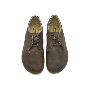 Men&#39;s Handmade Barefoot Oxford Tie Shoes - Zero Drop Yemeni Sole Classic Shoes - Minimalist Organic Grounding Shoes