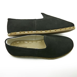 Men Leather Loafers - Black Turkish Shoes - Travel Shoes - Yemeni Shoes - Men's Shoes - Handmade Gift For Men