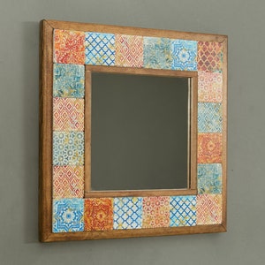 Mary Decorative Handmade Mirror, Tile Mirror, Home Decor Mirror, Bohemian Mirror, Stone Mirror, Wall Hanging Mirror