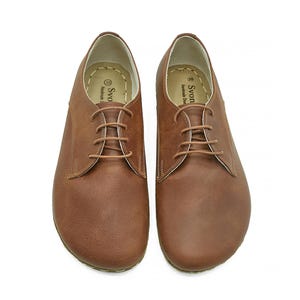Men&#39;s Handmade Barefoot Oxford Tie Shoes - Zero Drop Yemeni Sole Classic Shoes - Minimalist Organic Grounding Shoes