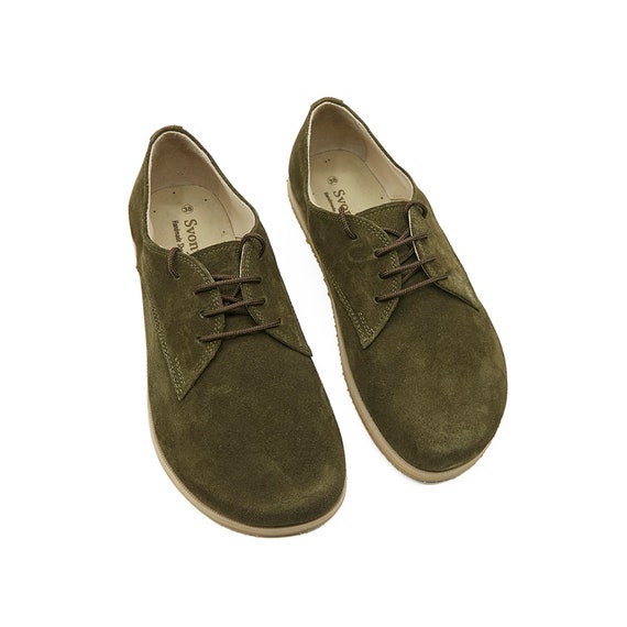 Gap Men\'s? Suede Leather Casual Dress Shoes Olive Green Laces Sz 9 EUC READ Handmade Suede Oxford Dress Shoes, Green Leather Lace Ups - Etsy main image 3