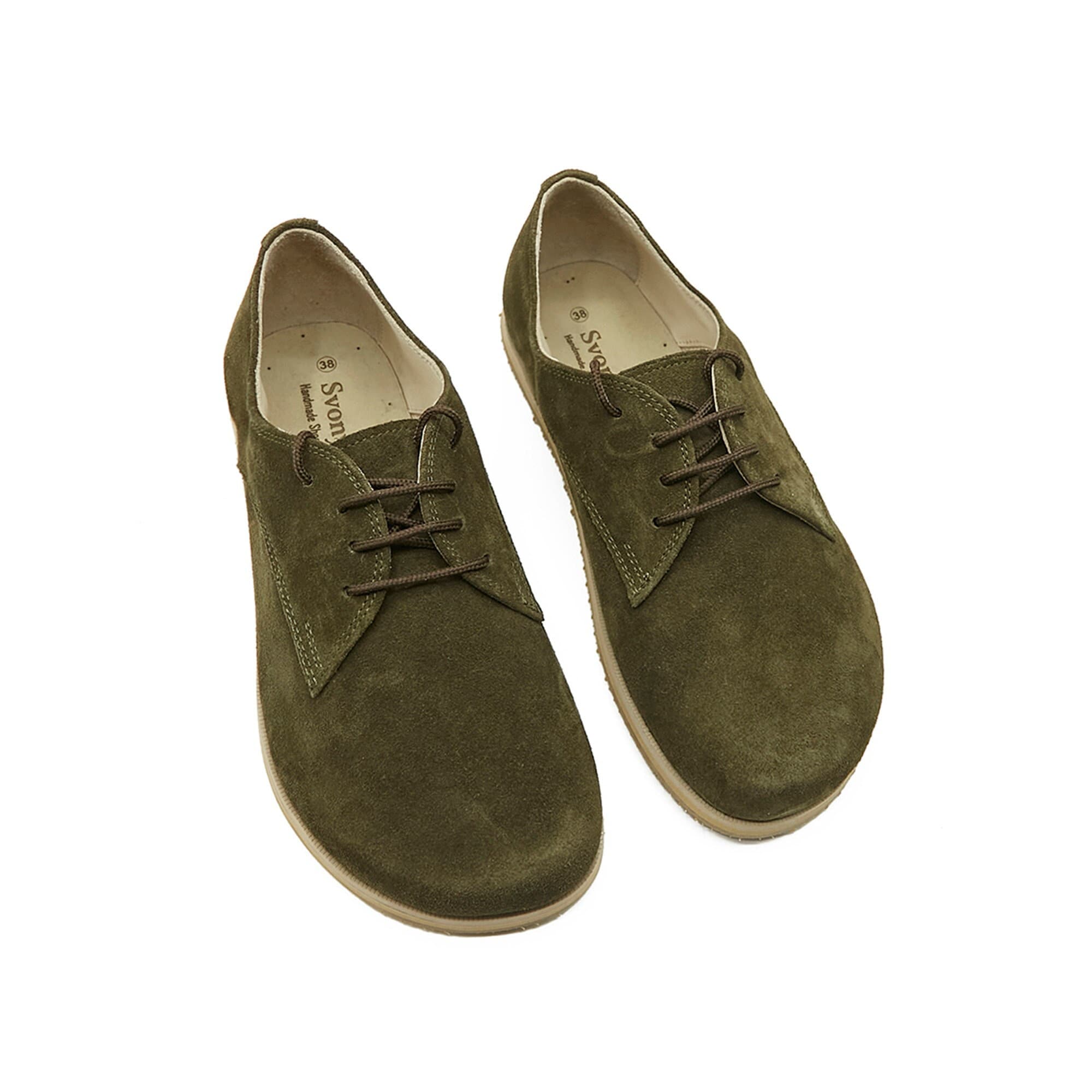 Handmade Portugal Canvas Leather Sole Derby Shoes Size 46 Olive Green Lace Up Vintage Olive Green Suede Leather Derby Shoes Men main image 4
