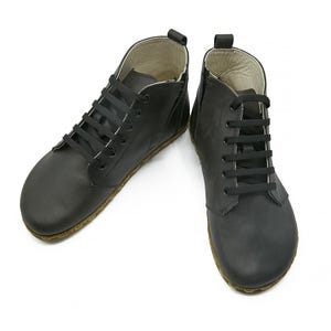 Women&#39;s Handmade Barefoot Asphalt Short Boots - Organic Zero Drop Booties with Zipper - Wide Toe Box Grounding Shoes