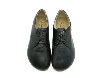 Men's Handmade Leather Oxford Shoes: Barefoot Zero Drop Yemeni Sole