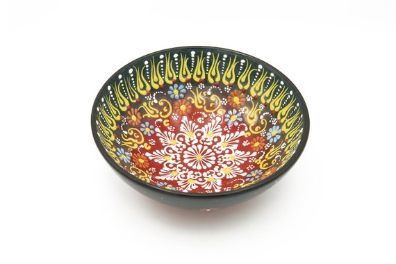 Handmade Turkish Ceramic Bowl: Hand-Painted Decorative Serving Bowl