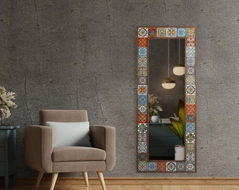 Aesthetic Design Tile Mirror | Wall Hangings | Large Mirror | Wall Art | Home Decor | Wedding Gift | Gift For Her