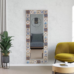 Oren Floor Mirror, Turkish Tile Mirror, Wall Mirror, Bohemian Mirror, Stone Mirror, Wall Hanging Mirror