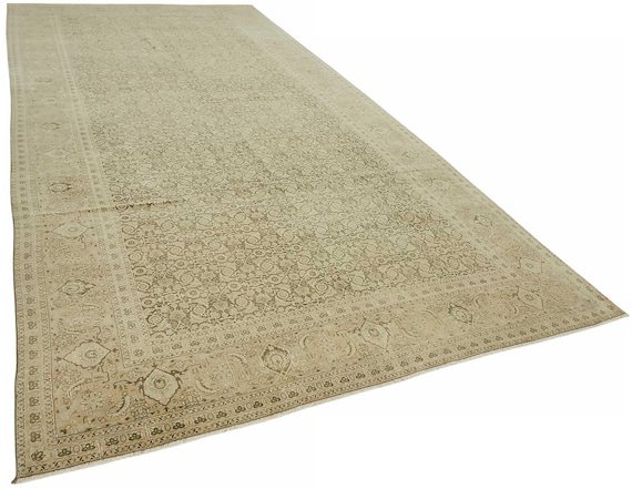 200x400 Handgefertigter Beige Großflächenteppich, Vintage Teppich, Wohndekor Teppich, Natürlicher Teppich für Wohnzimmer
