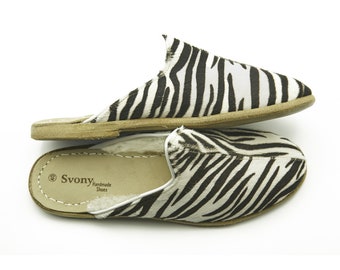 Adult Unisex Zebra Stripe Customized Slippers for Men Women White 