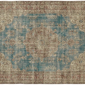 9x12 Beige Handmade Large Vintage Rug, Hand-knotted Anatolian Rug, Boho Rug, Living Room Rug