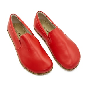Women Red Grounding Shoes | Women Barefoot Yemeni Shoes | Zero Drop Shoes | Wide Toe Box | Gift for Women