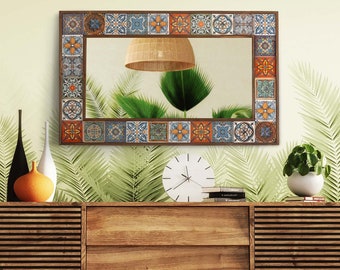 Forbes Decorative Floor Mirror, Tile Mirror, Wall Mirror, Bohemian Mirror, Stone Mirror, Wall Hanging Mirror