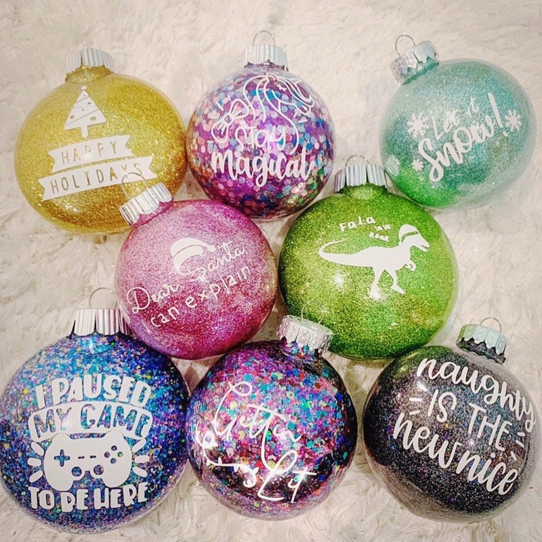 Mystery Glitter Ornament With Vinyl Sticker - Etsy