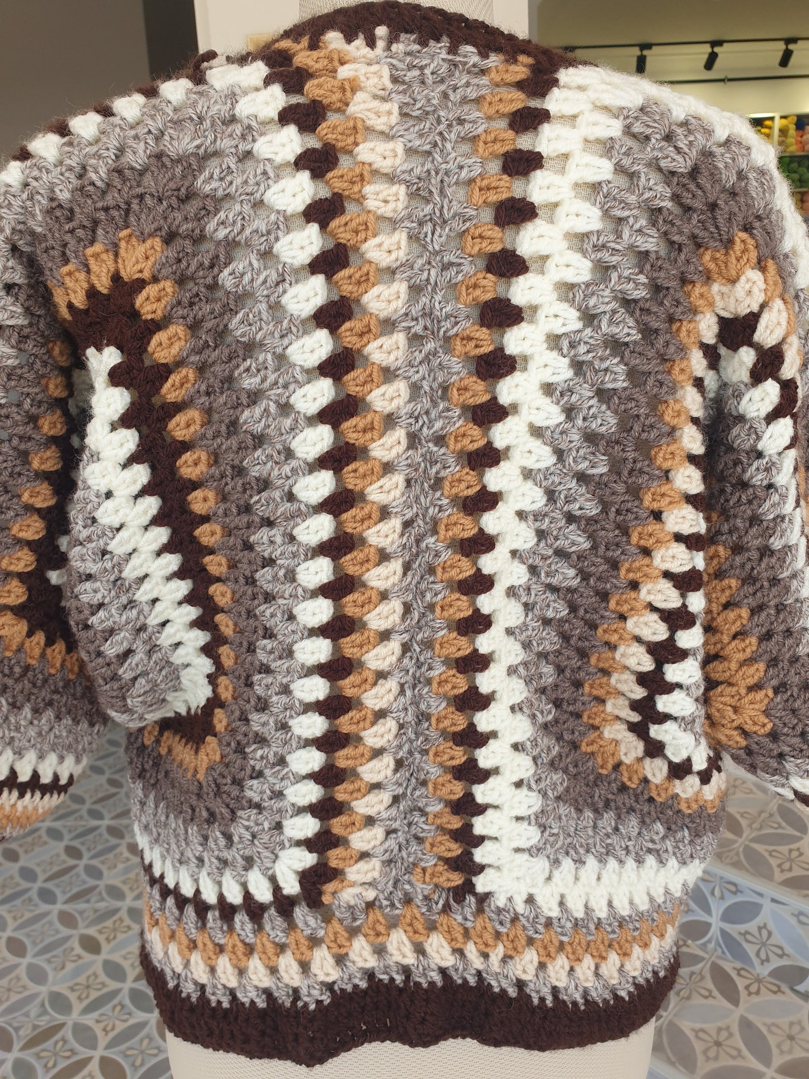 Crochet hexagon cardigancolorful cardiganbrown cardigan Etsy