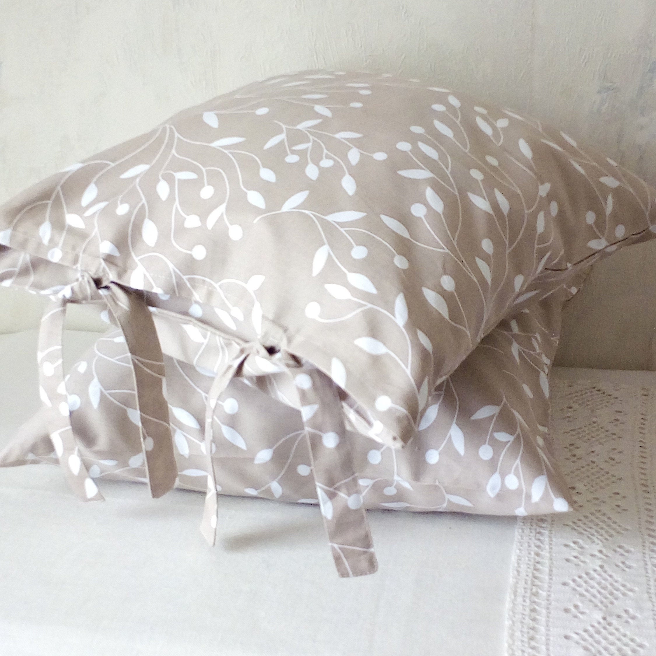 Cotton pillowcase With Straps Pillow Covers. Etsy