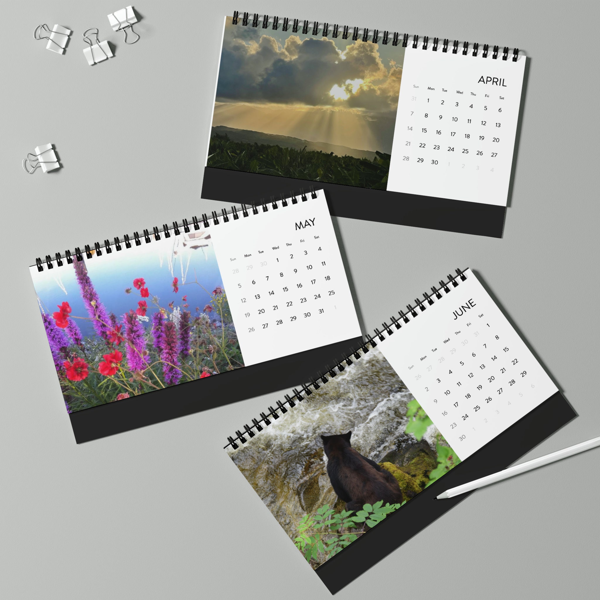 Desktop Calendar 2024 Grid Etsy