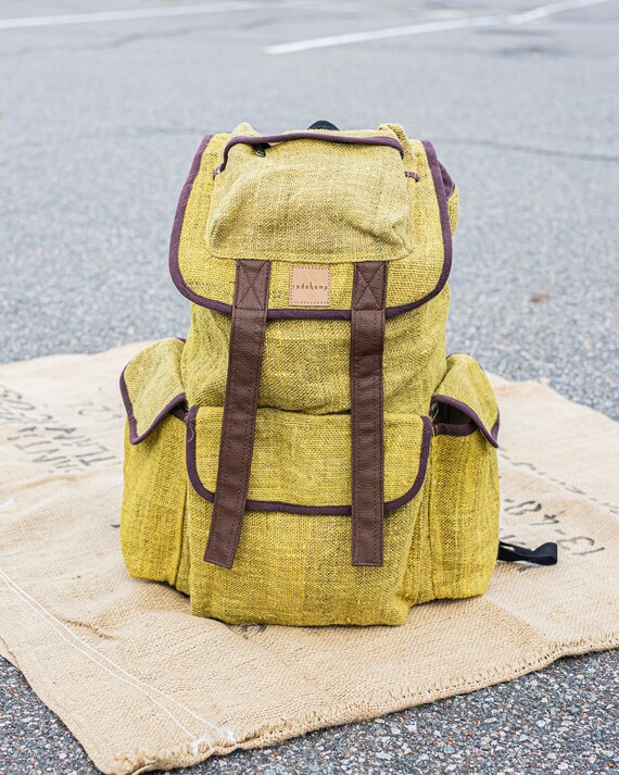 Himalayan Hemp Backpack Handmade Eco-Friendly Vegan Travel  Festival Gym Bag School Laptop Hippie BOHO Hiking Rucksack