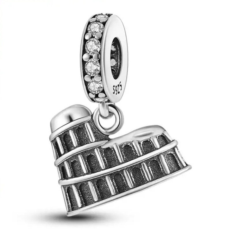 S925 Plata esterlina Pandora Charm Travel Londres París Italia España Egipto Charms Beads Cuelga Beads Fit Pandora Snake Chain Charms imagen 3