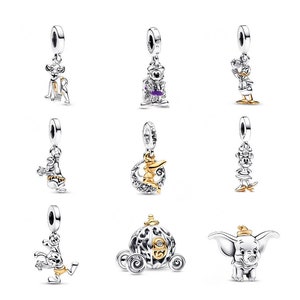 S925 Sterling Silber Pandora Charm Anhänger Disney Jubiläum Mickey Minnie Dumbo Fit Pandora Schlangenkette Charme europäischen Armband Bild 1