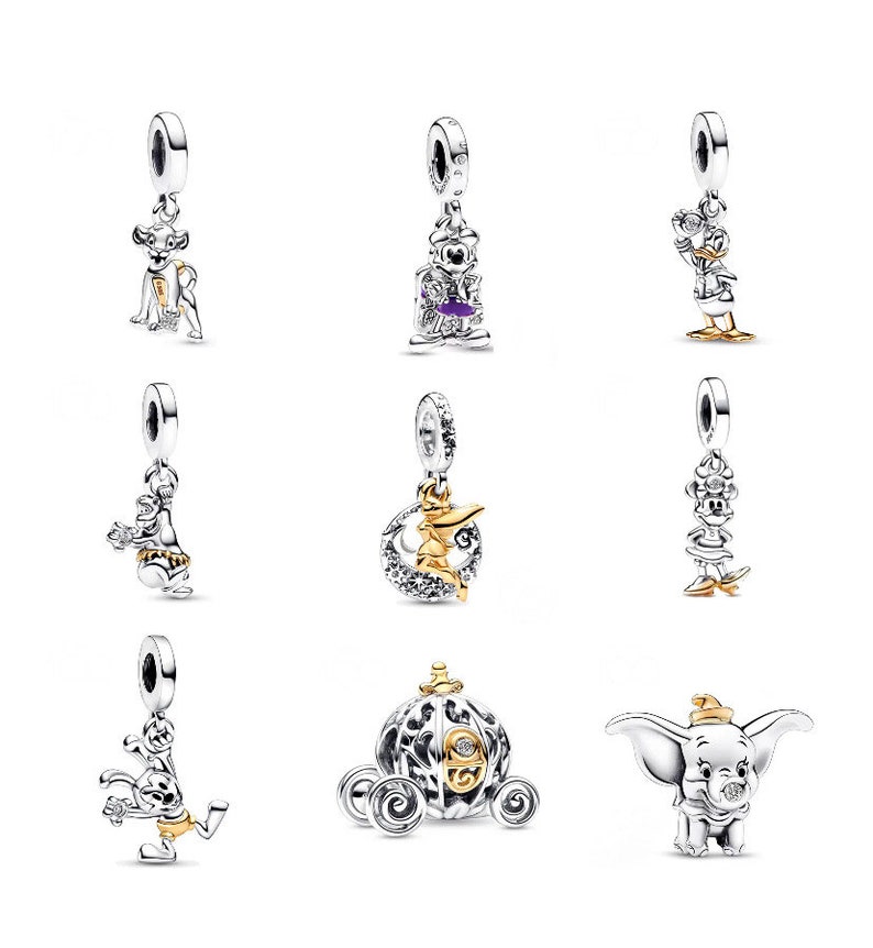 S925 Sterling Silber Pandora Charm Anhänger Disney Jubiläum Mickey Minnie Dumbo Fit Pandora Schlangenkette Charme europäischen Armband Bild 1